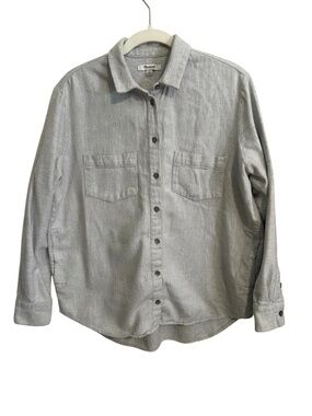 Madewell Flannel Sunday Shirt In Heather Soft Grey Size Small Style G8234